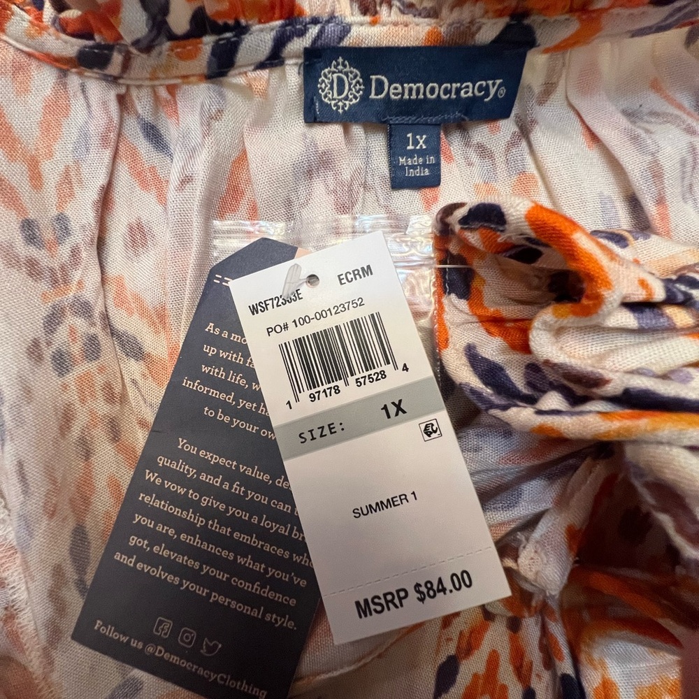 🆕-Democracy Stylish Orange Patterned Women's Top - Picture 4 of 5